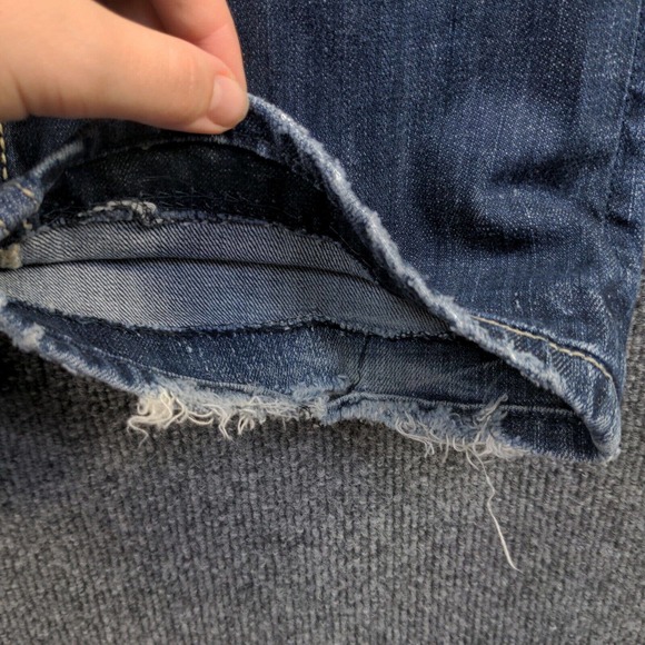 MEK Denim Men's Jeans Blue 27x34 Oaxaca Easy Dark Wash Denim Distressed Pockets - Picture 10 of 15